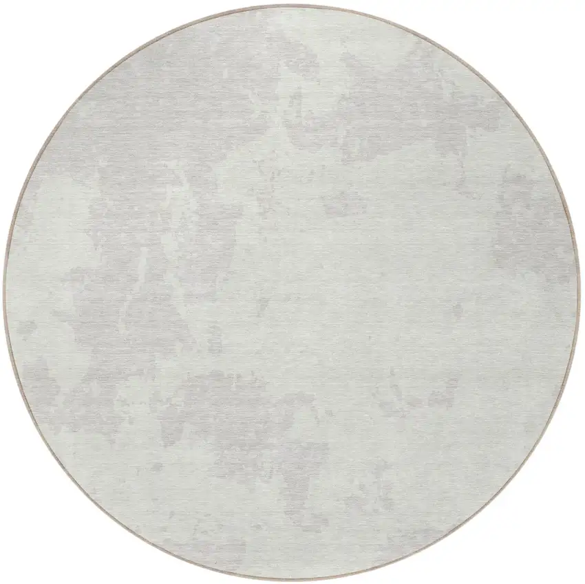 8' Ivory And Gray Round Abstract Washable Indoor Outdoor Area Rug Photo 5