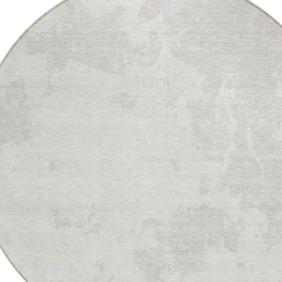 8' Ivory And Gray Round Abstract Washable Indoor Outdoor Area Rug Photo 4