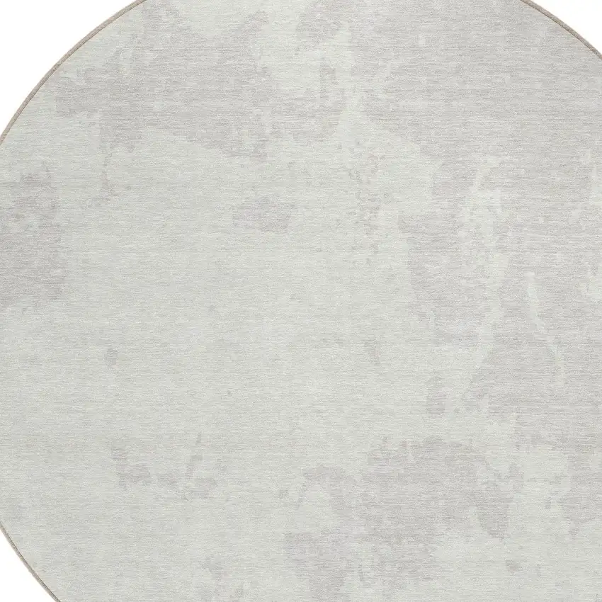8' Ivory And Gray Round Abstract Washable Indoor Outdoor Area Rug Photo 4