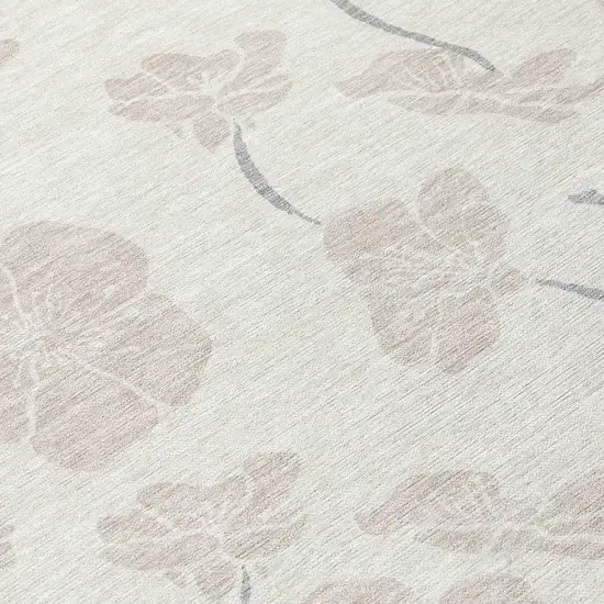 8' Ivory And Gray Round Floral Washable Indoor Outdoor Area Rug Photo 8