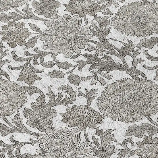 8' Ivory And Gray Round Floral Washable Indoor Outdoor Area Rug Photo 9