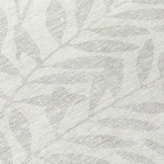 8' Ivory And Gray Round Floral Washable Indoor Outdoor Area Rug Photo 8