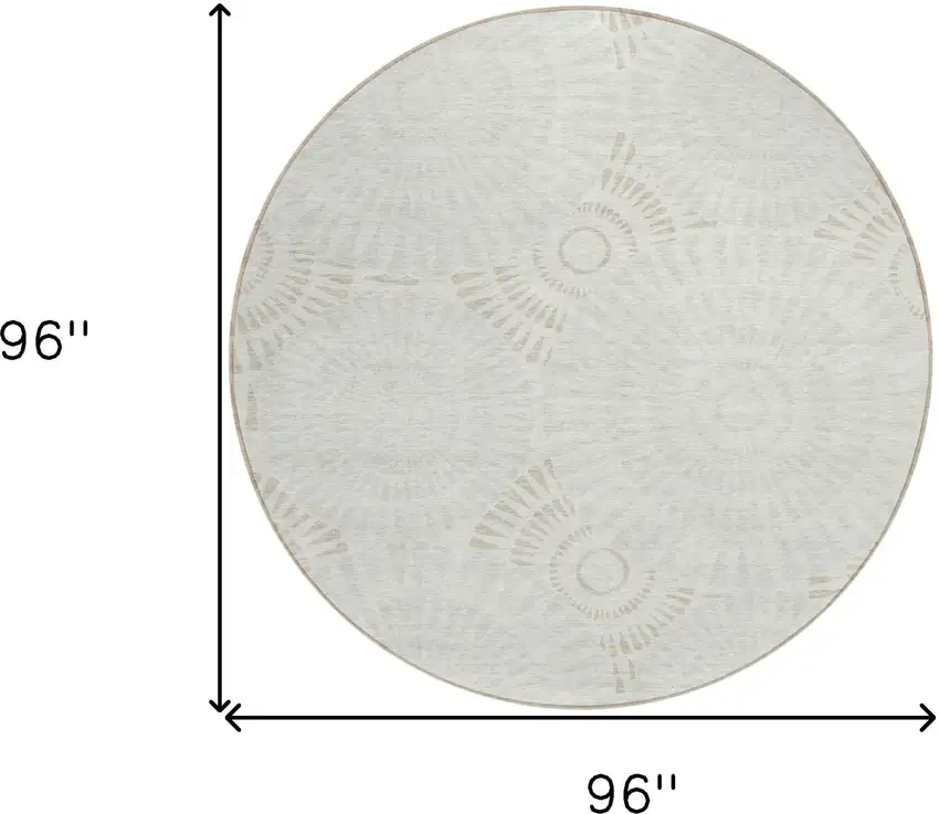 8' Ivory And Gray Round Geometric Washable Indoor Outdoor Area Rug Photo 3