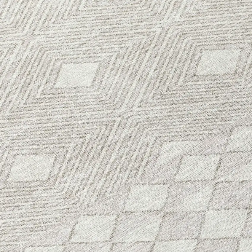 8' Ivory And Gray Round Geometric Washable Indoor Outdoor Area Rug Photo 8