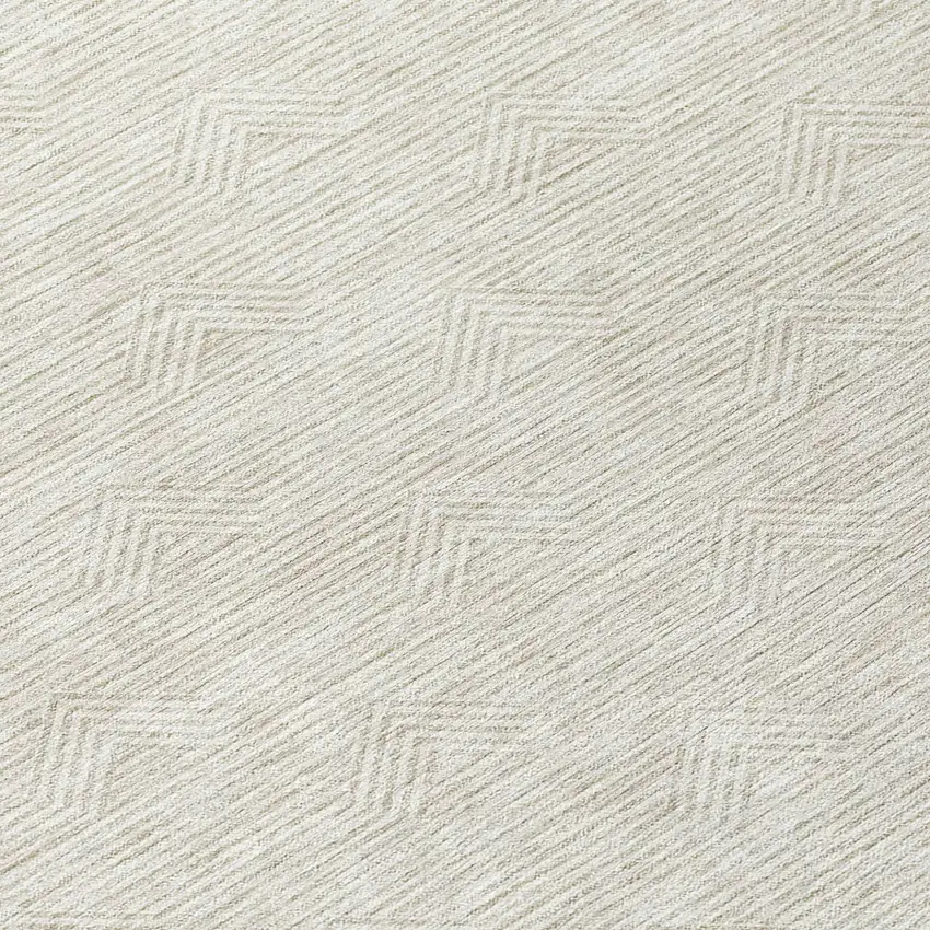 8' Ivory And Gray Round Geometric Washable Indoor Outdoor Area Rug Photo 8
