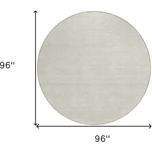 Photo of 8' Ivory And Gray Round Geometric Washable Indoor Outdoor Area Rug