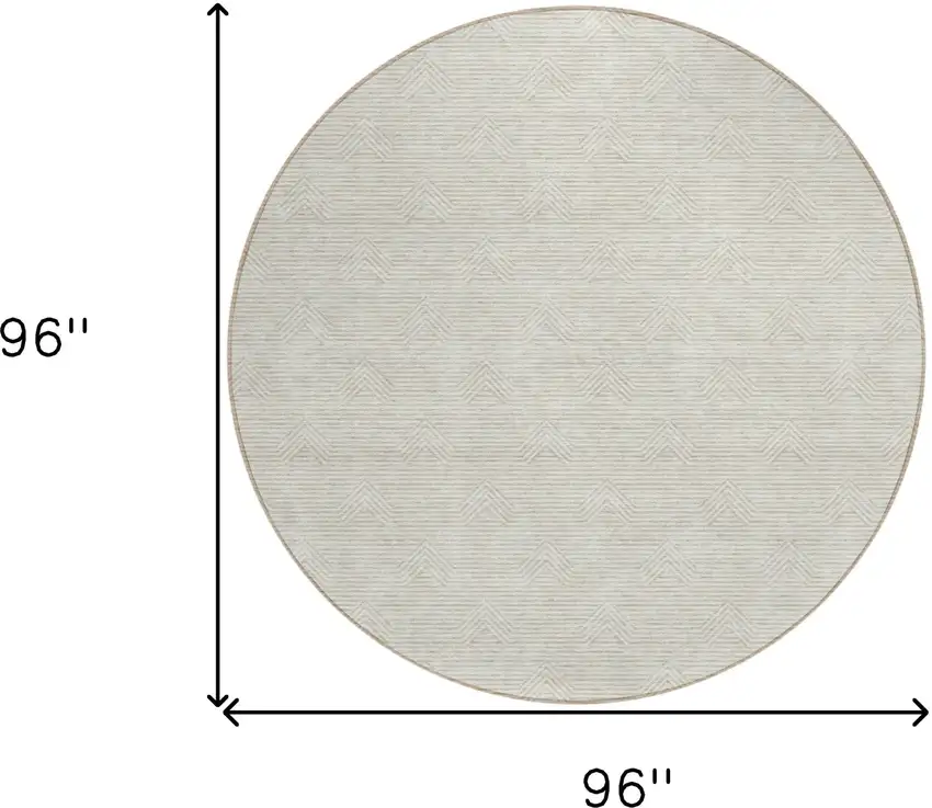 8' Ivory And Gray Round Geometric Washable Indoor Outdoor Area Rug Photo 3