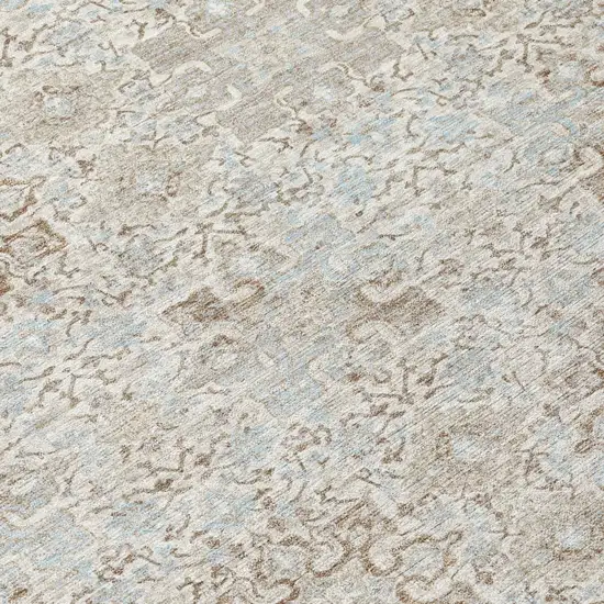 8' Ivory And Gray Round Oriental Washable Indoor Outdoor Area Rug Photo 6