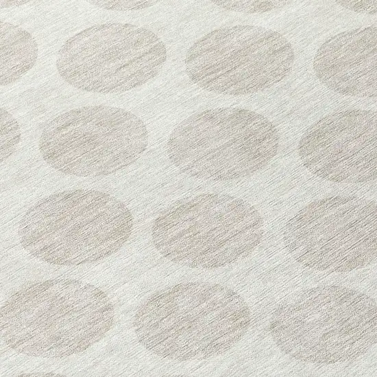 8' Ivory And Gray Round Polka Dot Washable Indoor Outdoor Area Rug Photo 7