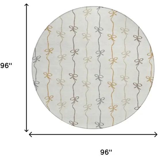 8' Ivory And Gray Round Southwestern Washable Indoor Outdoor Area Rug Photo 6