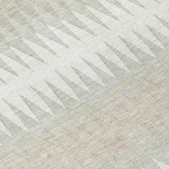 8' Ivory And Gray Round Striped Washable Indoor Outdoor Area Rug Photo 8