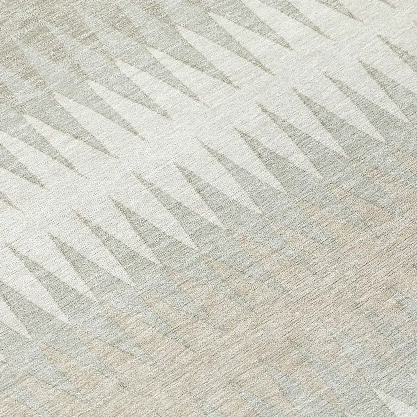 8' Ivory And Gray Round Striped Washable Indoor Outdoor Area Rug Photo 8