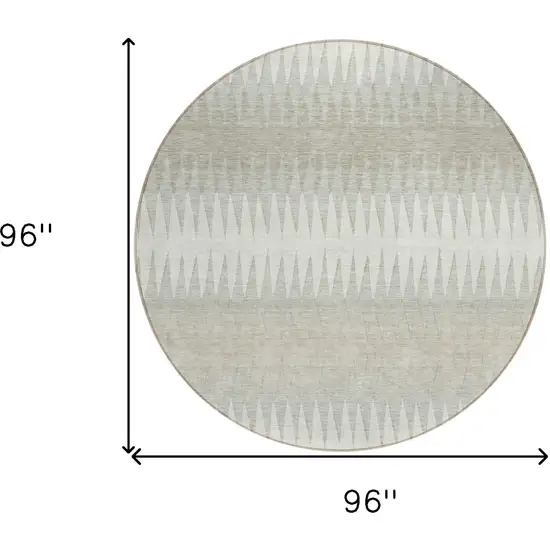 8' Ivory And Gray Round Striped Washable Indoor Outdoor Area Rug Photo 3