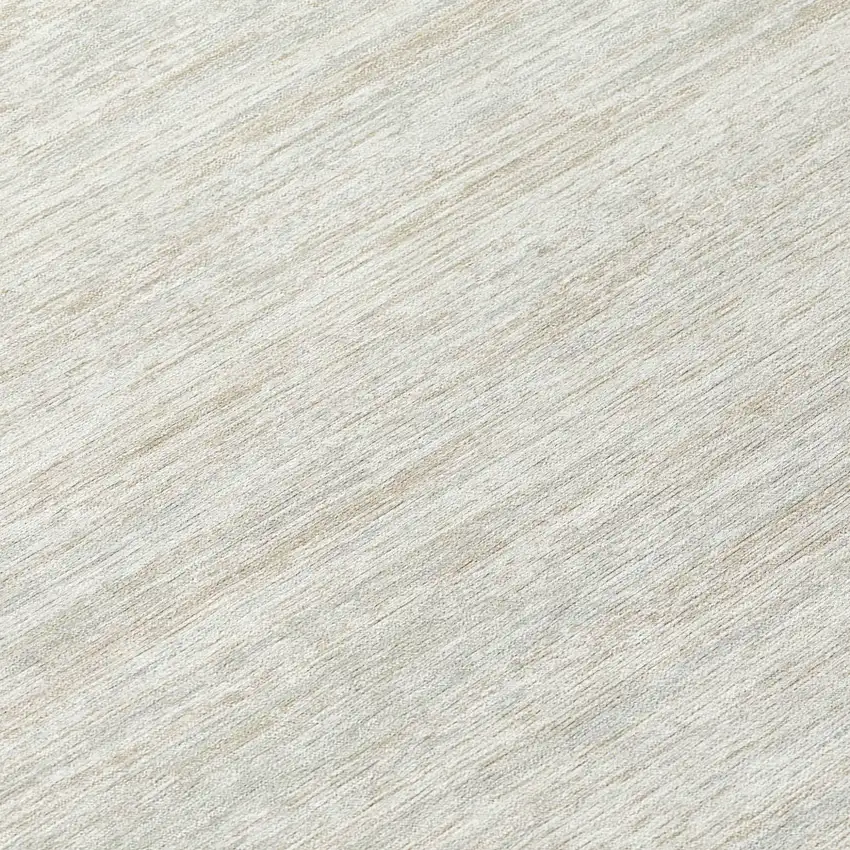 8' Ivory And Gray Round Striped Washable Indoor Outdoor Area Rug Photo 8