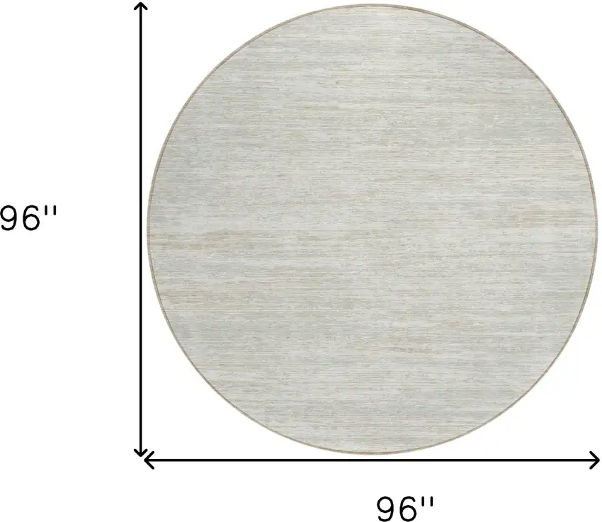 8' Ivory And Gray Round Striped Washable Indoor Outdoor Area Rug Photo 3