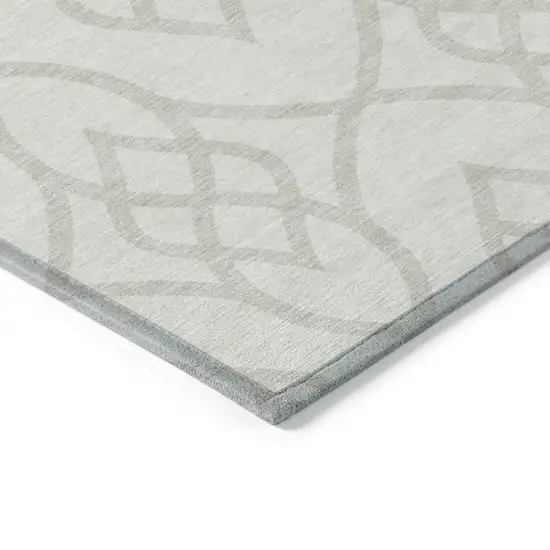 8' Ivory And Gray Round Trellis Washable Indoor Outdoor Area Rug Photo 6