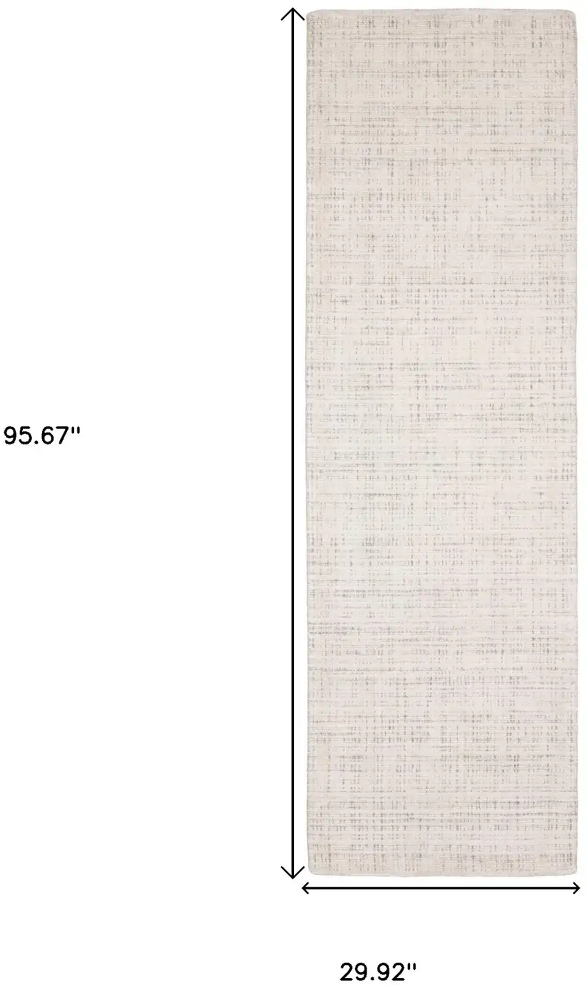 8' Ivory And Gray Striped Hand Tufted Runner Rug Photo 3