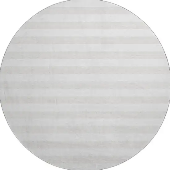 8' Ivory And Gray Striped Washable Round Rug With UV Protection Photo 4