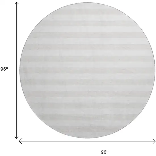 8' Ivory And Gray Striped Washable Round Rug With UV Protection Photo 3