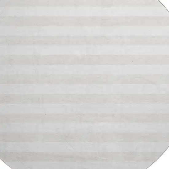 8' Ivory And Gray Striped Washable Round Rug With UV Protection Photo 3
