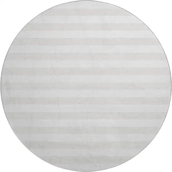 8' Ivory And Gray Striped Washable Round Rug With UV Protection Photo 1