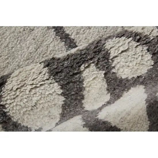 8' Ivory And Gray Wool Abstract Hand Knotted Area Rug Photo 4