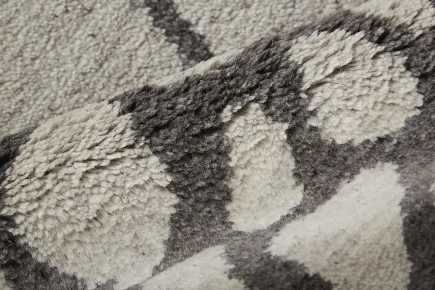 8' Ivory And Gray Wool Abstract Hand Knotted Area Rug Photo 4