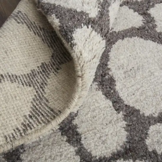 8' Ivory And Gray Wool Abstract Hand Knotted Area Rug Photo 6