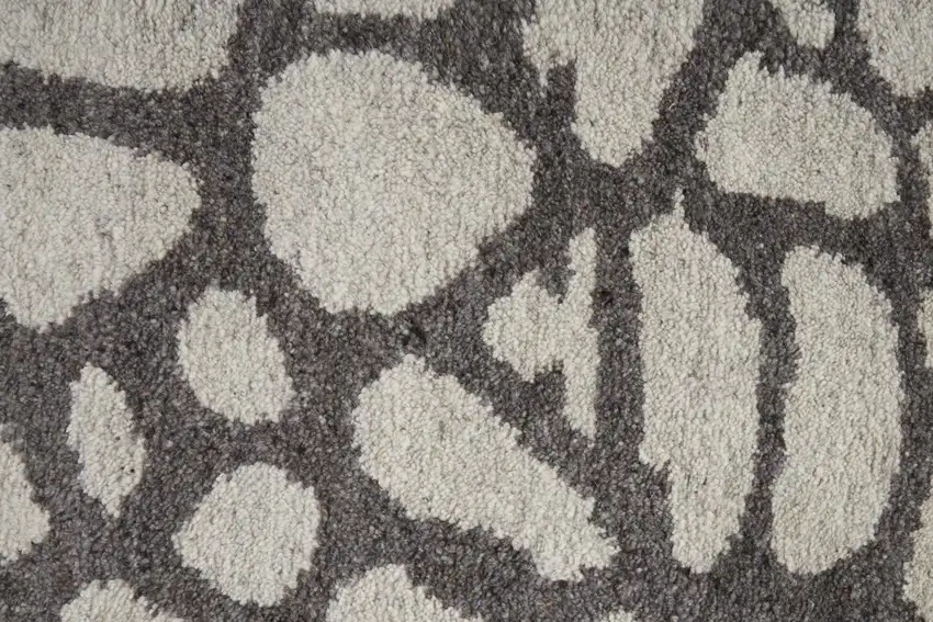 8' Ivory And Gray Wool Abstract Hand Knotted Area Rug Photo 5