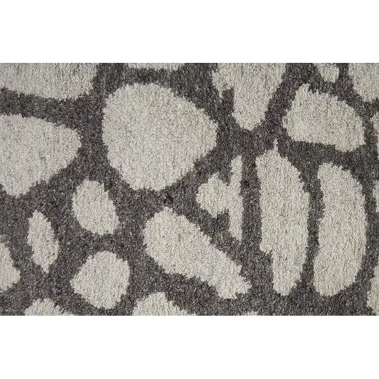 8' Ivory And Gray Wool Abstract Hand Knotted Area Rug Photo 5