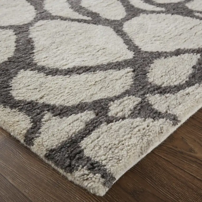 8' Ivory And Gray Wool Abstract Hand Knotted Area Rug Photo 3