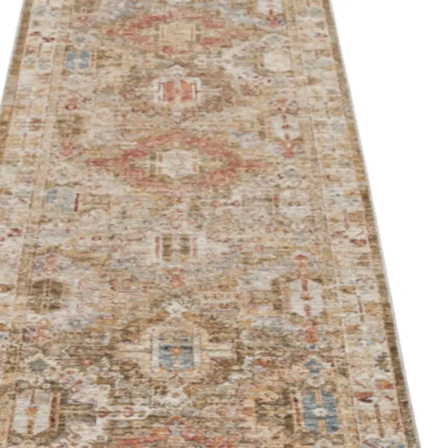 10' Ivory And Green Oriental Distressed Runner Rug Photo 4