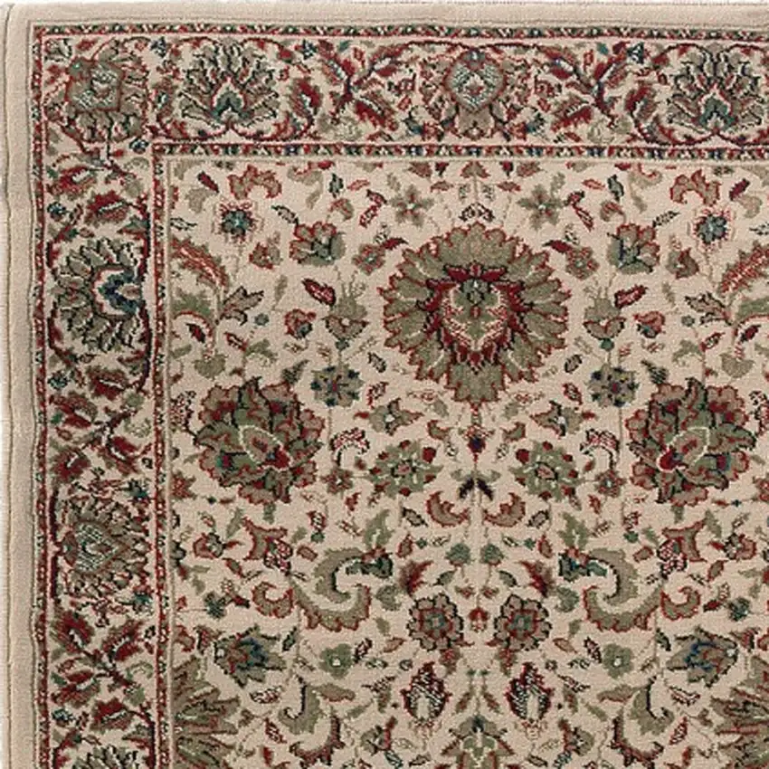 8' Ivory And Green Oriental Runner Rug Photo 5