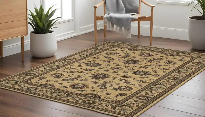 8' Ivory And Green Oriental Square Rug Photo 1