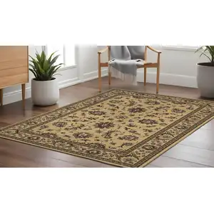 Photo of 8' Ivory And Green Oriental Square Rug