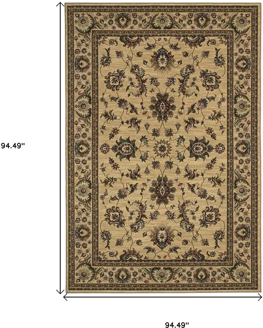 8' Ivory And Green Oriental Square Rug Photo 3