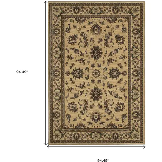 8' Ivory And Green Oriental Square Rug Photo 3