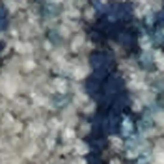 7' Ivory And Light Blue Floral Medallion Distressed Runner Rug Photo 3