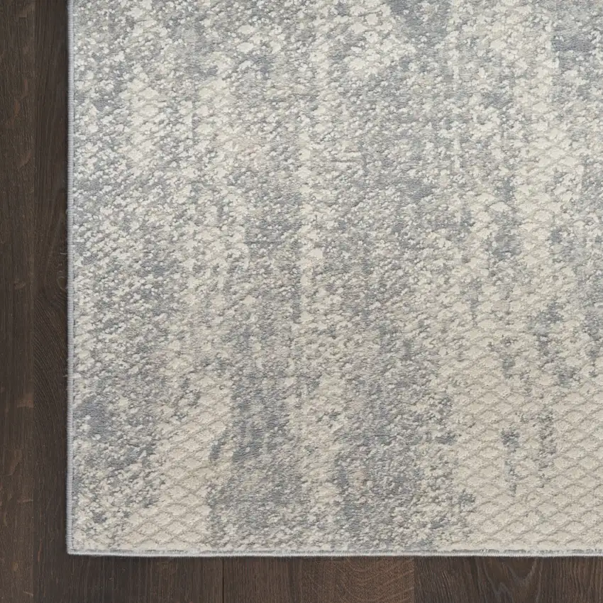 8' Ivory And Light Gray Abstract Runner Rug Photo 9