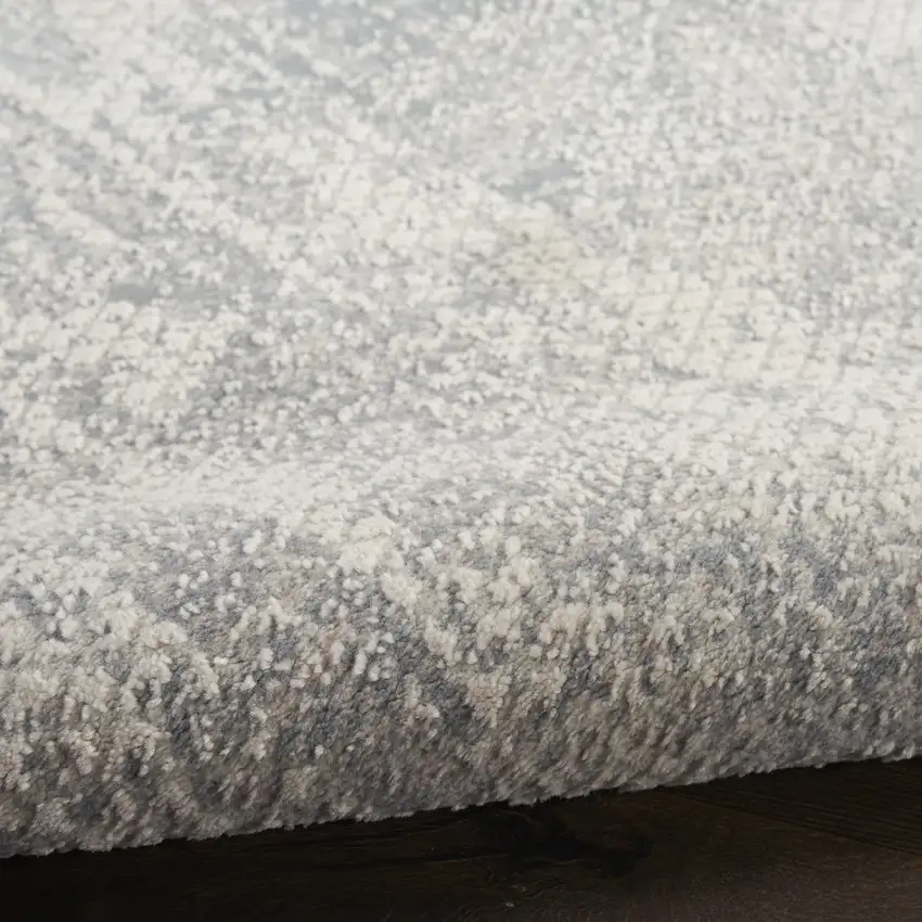 8' Ivory And Light Gray Abstract Runner Rug Photo 9