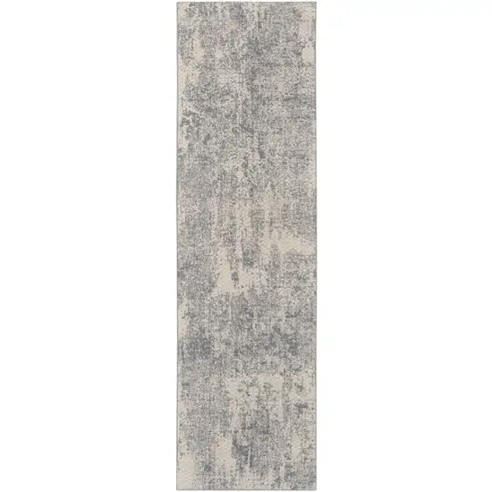 8' Ivory And Light Gray Abstract Runner Rug Photo 6