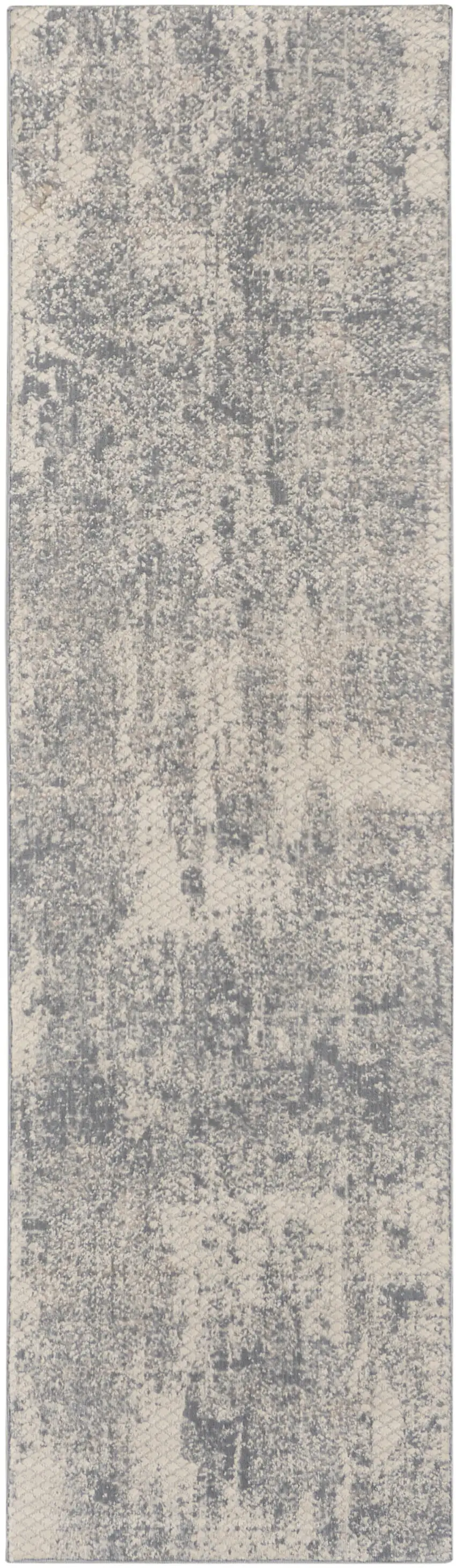 8' Ivory And Light Gray Abstract Runner Rug Photo 6