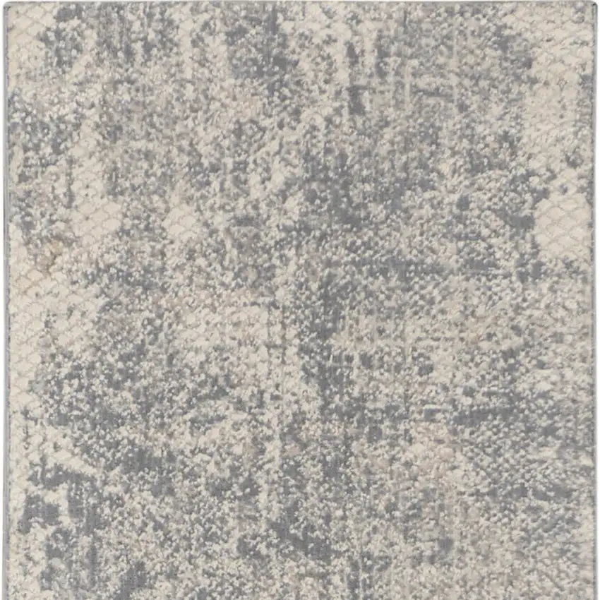 8' Ivory And Light Gray Abstract Runner Rug Photo 8