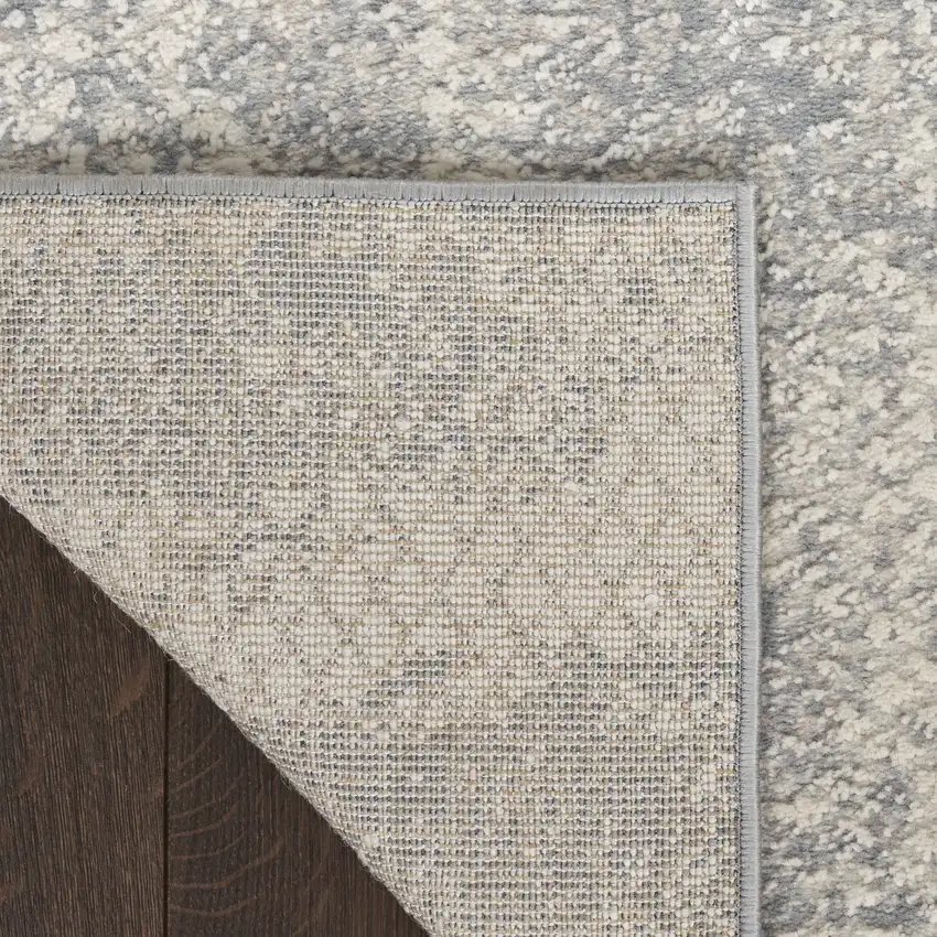 8' Ivory And Light Gray Abstract Runner Rug Photo 9