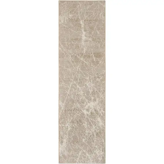 8' Ivory And Light Gray Abstract Runner Rug Photo 4