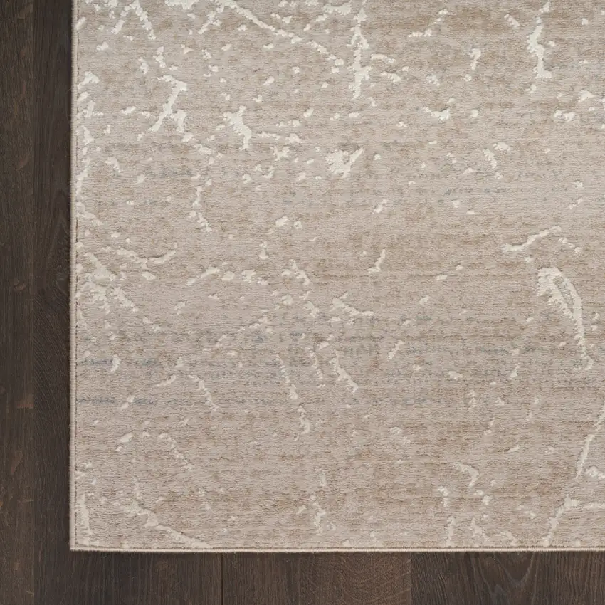 8' Ivory And Light Gray Abstract Runner Rug Photo 9