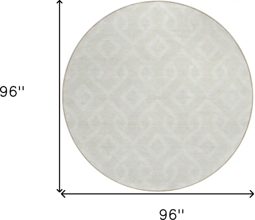 8' Ivory And Light Gray Round Geometric Washable Indoor Outdoor Area Rug Photo 3