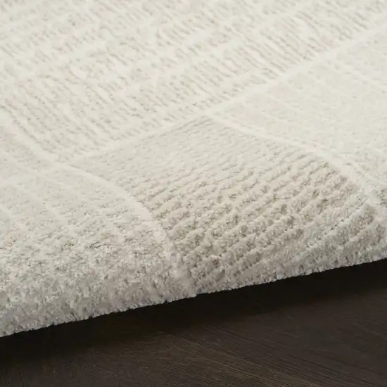 6' Ivory And Light Taupe Geometric Runner Rug Photo 8