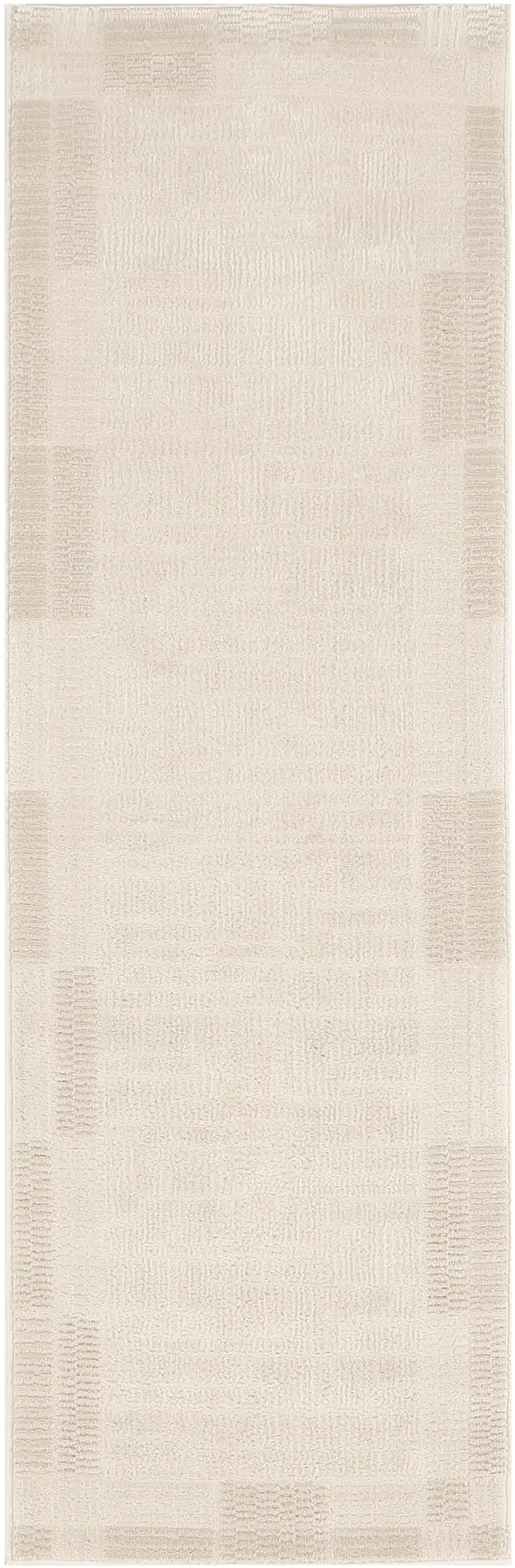 6' Ivory And Light Taupe Geometric Runner Rug Photo 4