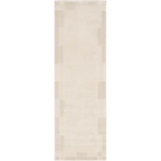 6' Ivory And Light Taupe Geometric Runner Rug Photo 4